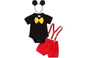 IBTOM CASTLE Gentleman First Birthday Cake Smash Outfits for Baby Boys Formal Suit Bowtie Bib Pants Ears Halloween Set