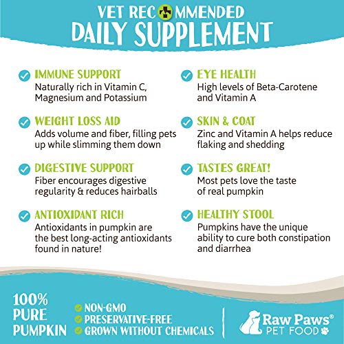 Raw Paws USA Organic Pumpkin Powder for Cats & Dogs, 4oz Healthy