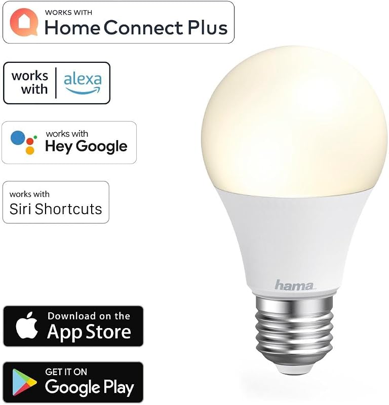 - Lampadina WiFi a LED, attacco E27, 9 W (equivalenti a 60 W), controllo Vocale/App