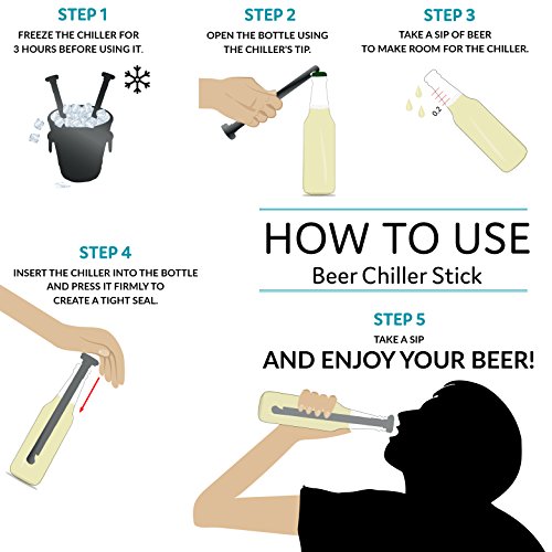 image for Premium Stainless Steel Beer Chiller Sticks + Built-In Beer Bottle Ope