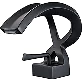Bathroom Sink Faucet Black Waterfall Single Handle Creative Hollowed Body | One Hole Vanity Basin Deck Mount Lavatory Brass Unique Special Design