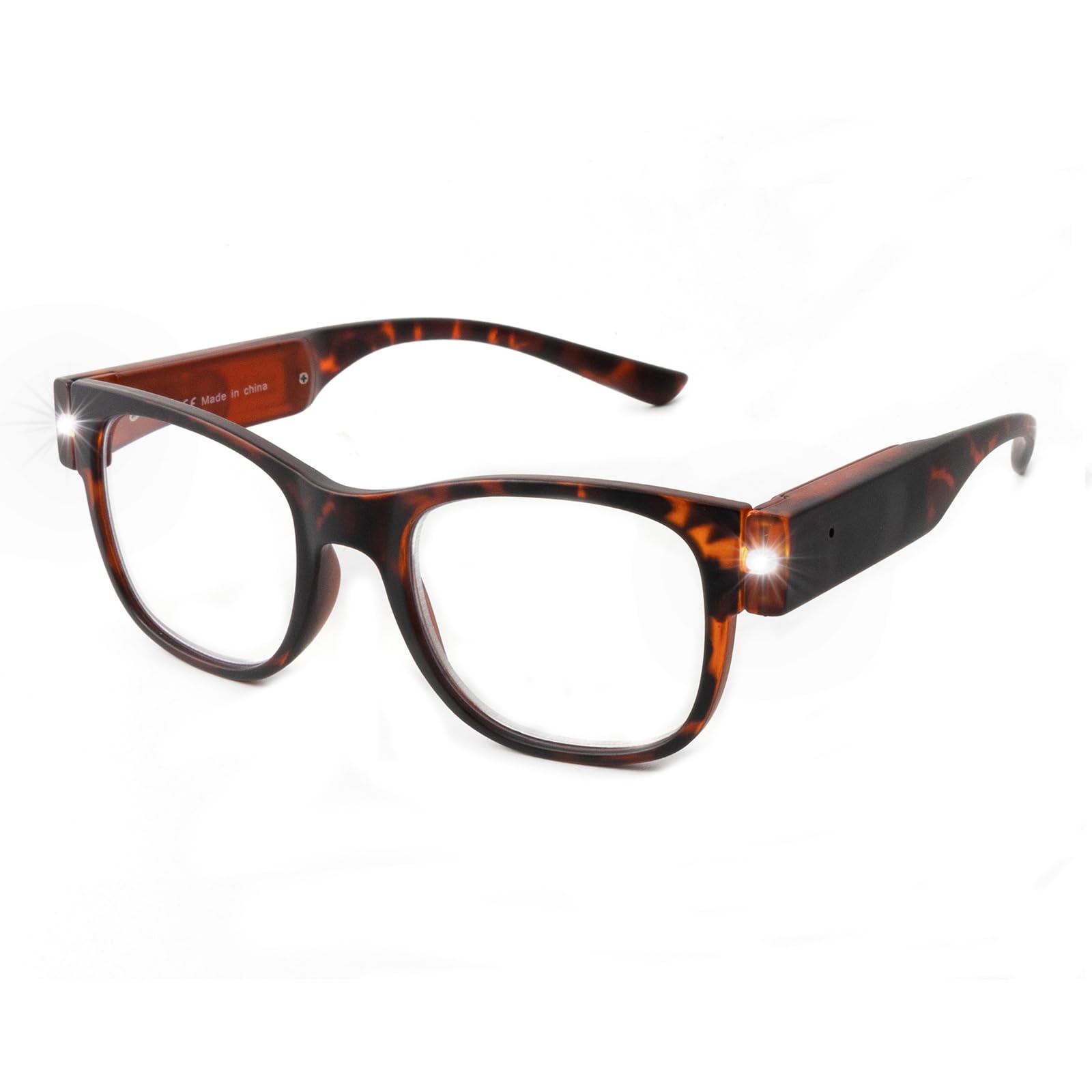 OKH Reading Glasses with Light, USB Rechargeable LED Mighty Lighted Readers Eyeglasses, Bright Clear Sight Vision LED Glasses for Women Men Night Reading Small Prints, Close Work (Tortoise,1.0X) — image 1