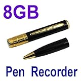 8GB 1280x960 720*480 Pen Camera DVR Audio Video Mini Hidden Camera Recorder Golden New 1pc