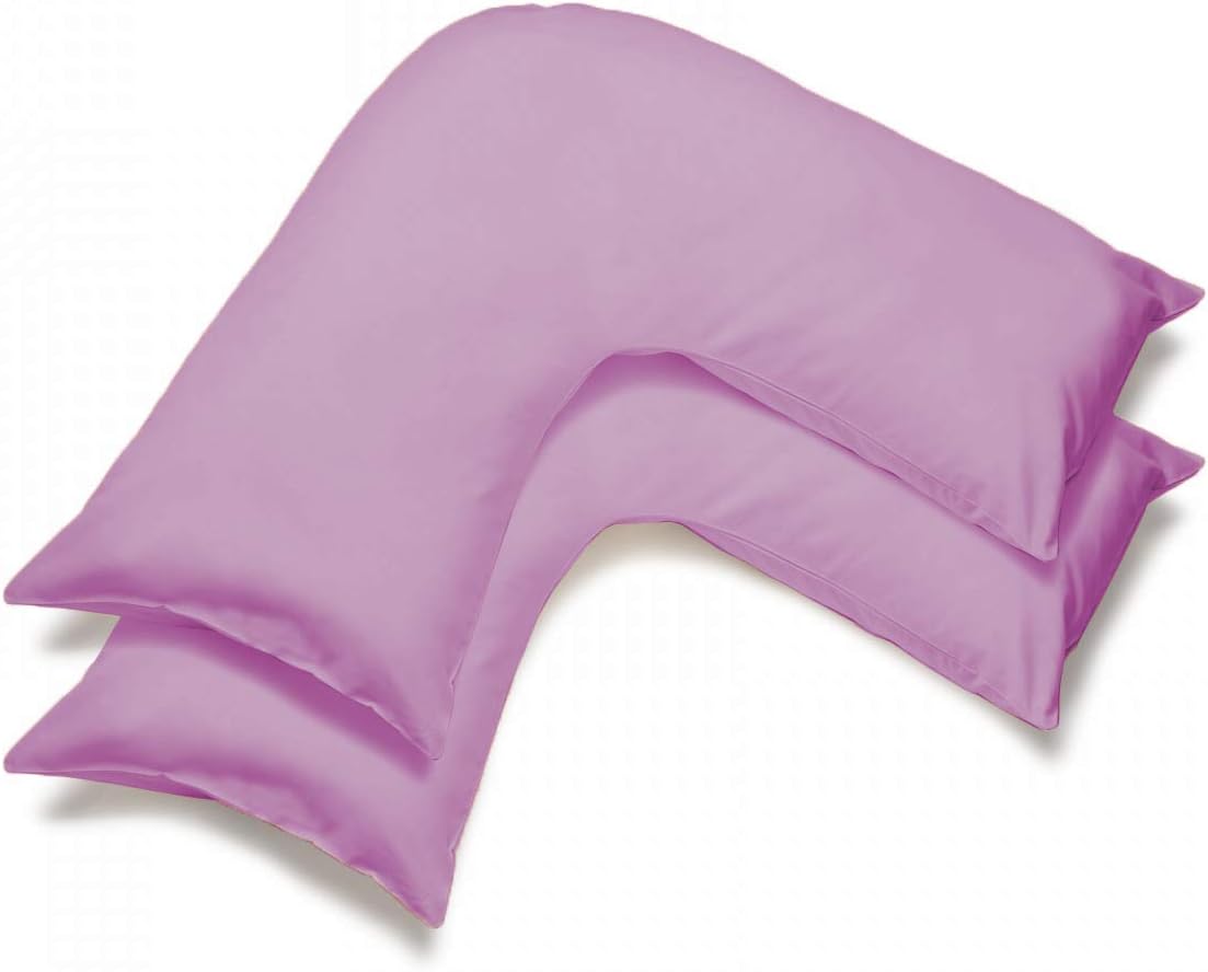 mFabrics Pack of 2 PolyCotton Plain Dyed V Pillow Covers UK V