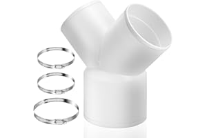 Enenes 3 Way Duct Splitter, ABS Duct Connector for Exhaust Fan Dryer Vent Hose 4 to 3 to 3 Inch Dia Come With 3 Pieces Stainless Steel Hose Clamps (4 to 3 to 3 Inch)