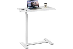 UOCFYK Mobile Bed Laptop Desk with Lockable Wheels and Height Adjustment Function Versatile Overbed Table for Hospital Bedside and Efficient Home Office, White