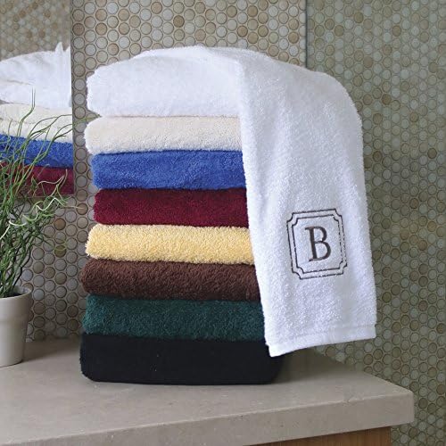 Personalized Monogrammed Bath Linens for Home, Office, and Gifts, with Decorative Frame. Hotel Collection 100% USA Made Hand Towel - Onyx Black - 16"X28". Luxurious Boutique Style, Super Absorbent