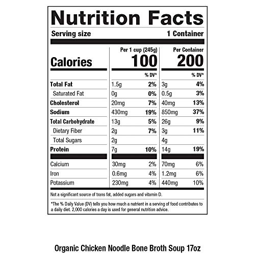 PACIFIC FOODS ORGANIC BONE BROTH CHICKEN NOODLE SOUP, 17 OUNCE