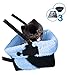 Blue Dog Booster Seat - Washable, Adjustable, Collapsible Pet Travel Carrier Bed - Safety Seat Belt Tether for Small Dogs, Puppies, and Pets up to 18 lbs