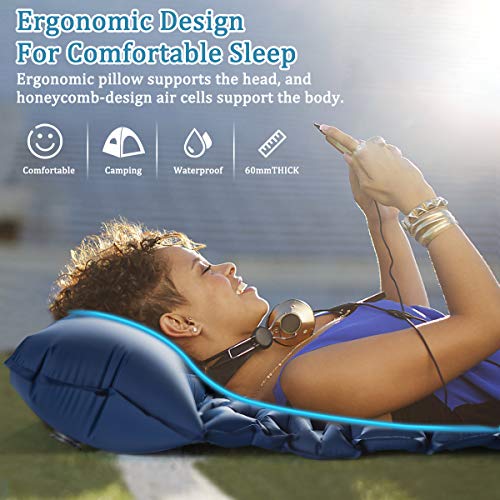 Luxear Campingmatras zelfopblazend met snelle voetpomp voor 1 persoon, opblaasbaar luchtbed gemakkelijk draagbaar… - Image 7