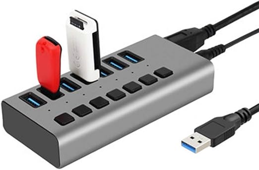 LULUDP Caja de Almacenamiento del enrutador Powered Hub USB, 3.0 Datos