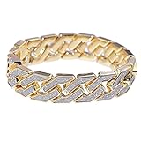 Sand Blast Bracelet Cuban Chain Bling Links Hip Hop Gold Tone Heavy 18 MM Wide Mens 8.5