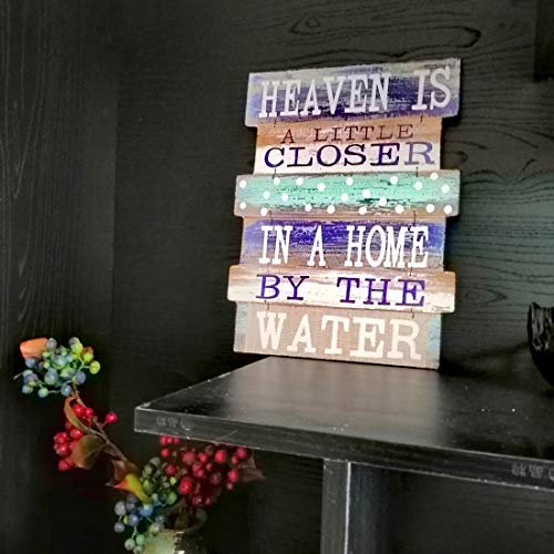 Evursua Rustic Wood Wall Signs Home Decor Wall Art Plaques Hanging Decorative Farmhouse Door Sign 12 x16,Family Rules or Sayings (Blue)