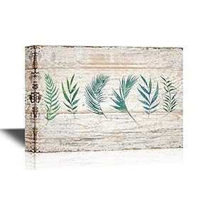 Green Leaves on Wood Style Background