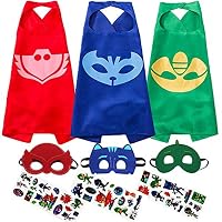 Costumes and Dress up For Kids - Superhero Catboy Owlette Gekko Halloween Capes and Masks (3 pcs)