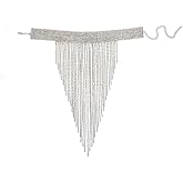 Kokoma Rhinestone Tassel Necklace for Women Sparking Cubic Zirconia Long Tassel Y Shaped Choker Necklace Exaggerate Adjustable Link Chains Wedding Party Jewelry