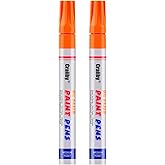 Orange Paint Markers, 2 Pack Oil-Based Waterproof Quick Dry Permanent Paint Pen Set for Rocks Painting, Wood, Fabric, Plastic, Canvas, Glass, Mugs, Metal, Tire, Stone, DIY Craft