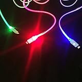 3 Light Up Phone Cords and 12v Car Charger [Bundle] LED Fast Sync Data Charger Cables Works With iPhone 5, 5c, 6, 7 - Automatic Color Changing Technology