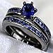 LOVERSRING Couple Ring Bridal Set His Hers Women Black Gold Filled Blue Agate Men Stainless Steel Wedding Ring Band