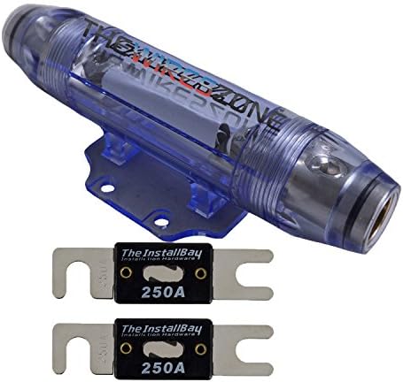 1 Position 1/0 Gauge ANL Fuse Holder + 2 Pack Nickel Plated 250 Amp 250A Fuse