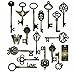 Vintage Skeleton Keys Charm Set in Antique Bronze Pack of 18 Keys, 18 Different Style, No Repeat (Bronze)