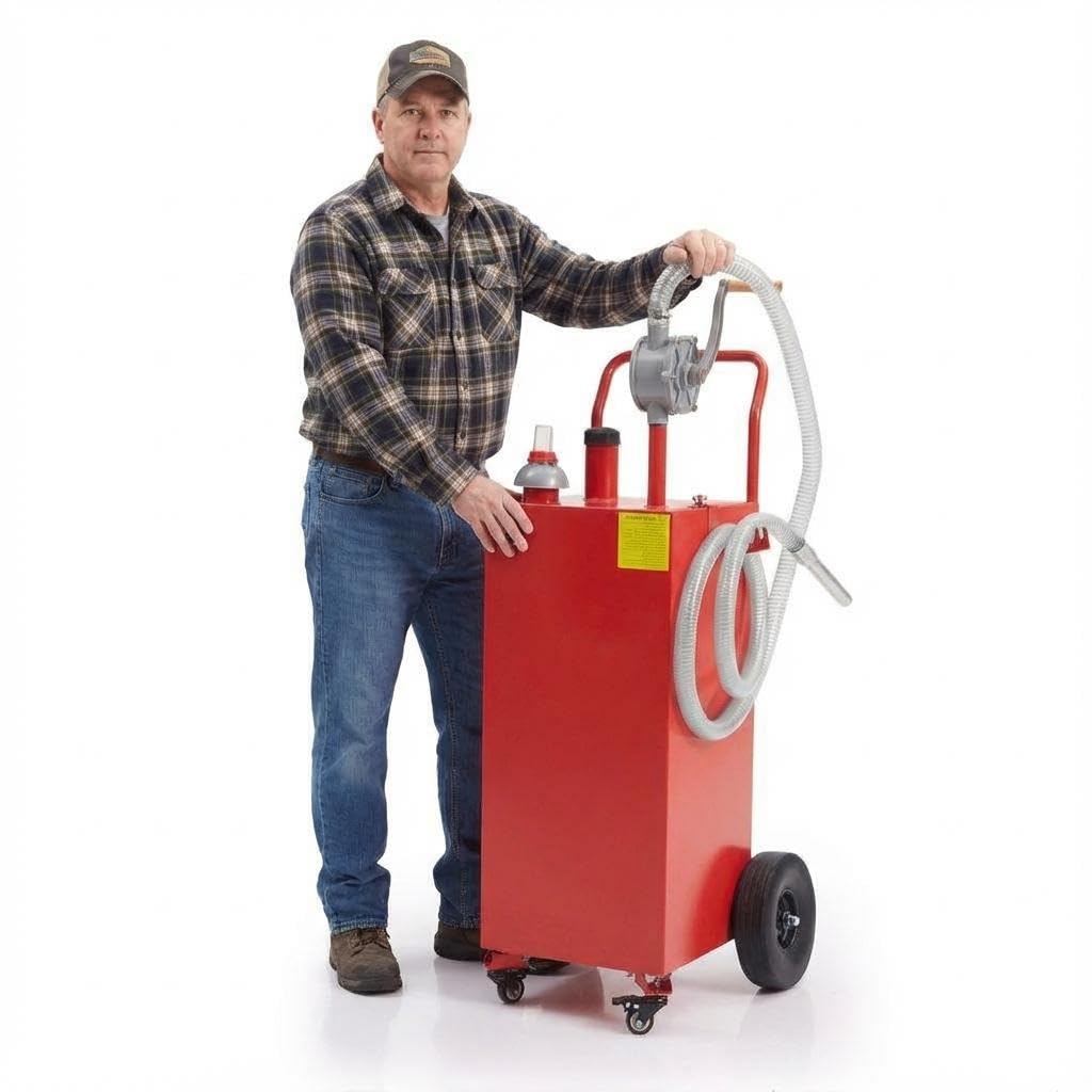 Photo 1 of ****FINAL SALE. NO RETURN!!! VIEW NOTES****
40-Gallon Portable Fuel Caddy? Hand Siphon Pump, 4 Solid Rubber Wheels – for Gasoline, Diesel, Cars, Boats, Lawn Mowers & ATVs?Red?