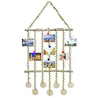 Biewoos Hanging Photo Display for Wall Decor with 25 Colorful Clips, Wall Art Decoration for Home Office Nursery Room Dorm, Adjustable Hemp Rope Home Party Decor