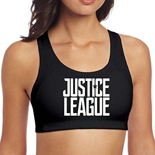 Women's Justice League Trailer Special Comic Con Logo Racerback Yoga Sports Bra Black