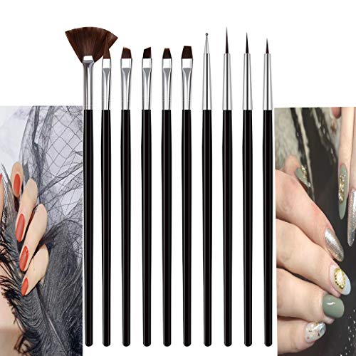 Nail Art Set Professional DIY Nail Art Supplies with 10pcs Nail Painting Brush, 5pcs Wood Dotting Pen,10pcs Multicolored Nail Striping Tape etc,Nail Art Tools Manicure Kits Various (color-1)