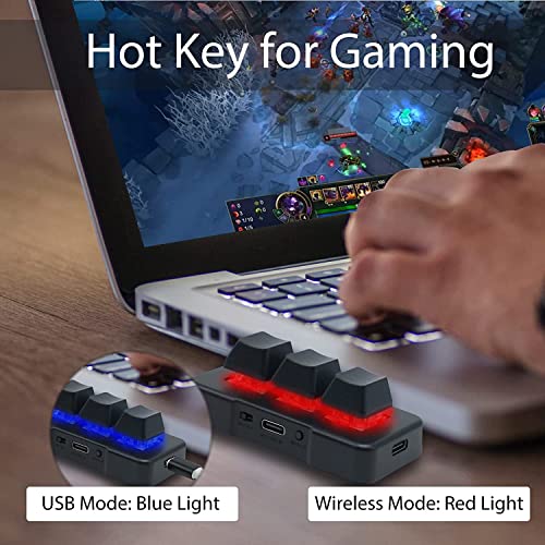 PCsensor 3 Key Mini Keypad Wireless USB 2 in 1 Mechanical Gaming Macro Keyboard Customized Programmable OSU Keypad with RGB Led for PC Gaming OSU Office Work HID