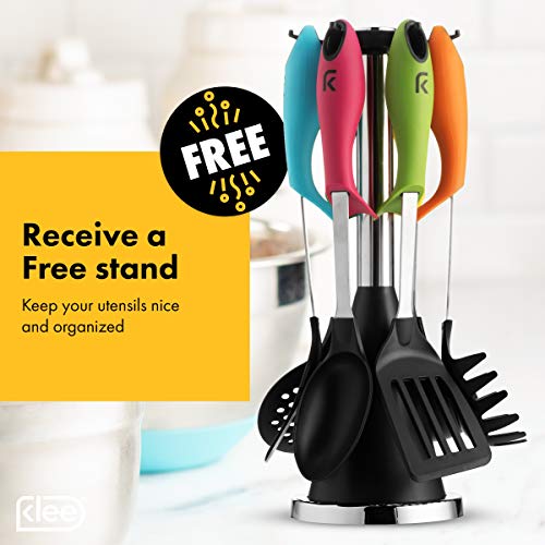 Klee 6-Piece Colorful Nylon Kitchen Utensil Set with Stand