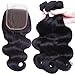 Flady Brazilian Body Wave Human Hair Bundles with Closure (20 22 24+16) Weave Bundles with Closure Human Hair 100% Unprocessed Brazilian Remy Human Hair Extensions With 4x4 Lace Closure