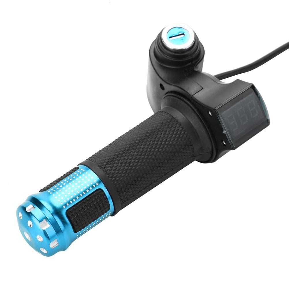 Throttle Handlebar, Throttle Handle and Grip with LED Display Key Knock for Motorized Bicycle and (Blue) Cycling Bicycles And Spare Parts