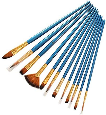 Paint Brush Set, 12 Pieces Round Pointed Tip Nylon Hair Artist Acrylic Brushes Fine Paint Brush for Watercolor, Acrylics, Oil Painting Supplies