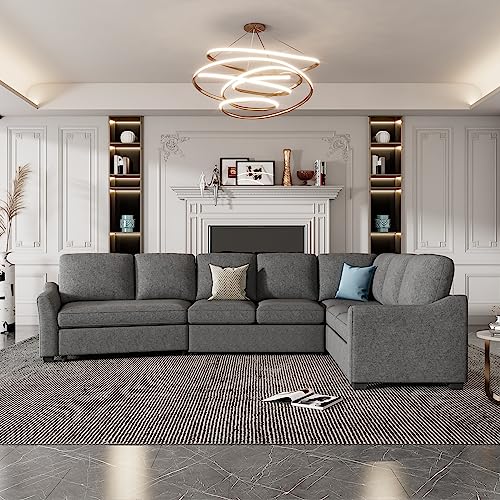 ERYE 129.5" L-Shaped Sectional Sofa W/Pull Out