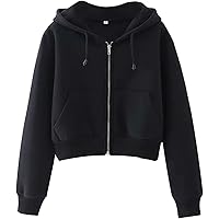 Amazon.com: Yimoon Zip Up Hoodie Women Cropped Casual