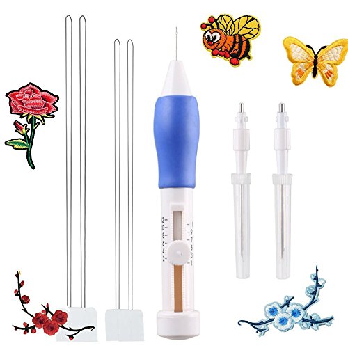 Magic Embroidery Pen Kit Stitching Punch Needle Set Knitting Needle Tools Stitching Kits for Craft Threaders DIY Sewing - 3 Size