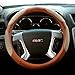 ABN Brown PVC Leather Steering Wheel Cover, 14.75-15” Universal Fit 15-Inch, Two-Toned