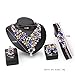 Everrich Luxurious Blue Crystal Bridal Cream Simulated Pearl Gold Plated Statement Necklace Earrings Jewelry Sets for Women Costume,4 Pairs