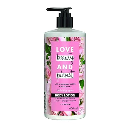 Love Beauty & Planet Delicious Glow Body Lotion with Murumuru Butter and Rose Aroma, 400 ml