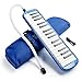 Vangoa 32 Key Melodica Instrument Blue Portable with Wipe Cloth, Carrying Bag, Key Stickers, Double Mouthpieces and Long Tubes