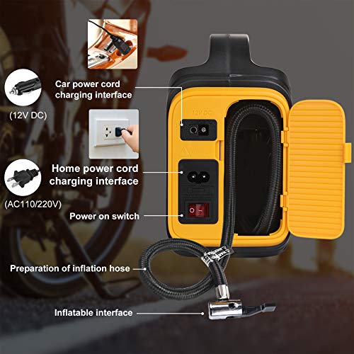 Rovtop Tire Inflator Air Compressor Partable Air Pump 12V DC / 110V AC, Dual Electric Power