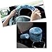 ZONETECH Fluffy Sheepskin Steering Wheel Handbrake & Gear Shift Cover- Premium Quality Winter Warm Plush Stretch on Vehicle Blue Comfortable Steering Wheel Handbrake & Gear Shift Cover Protector