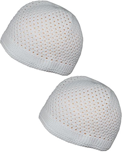 Al-ameen set 2 pcs muslim white skull cap beanie islam …
