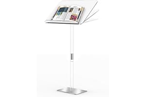 FVQQIO 24' X 16' Clear Acrylic Podium Stand,Angle Adjustable Lectern Portable Podium Stand with Wide Large Curved Desktop,Multi-Function Pulpits for Churches,Classroom, Concert,Speech ,Weddings and Store