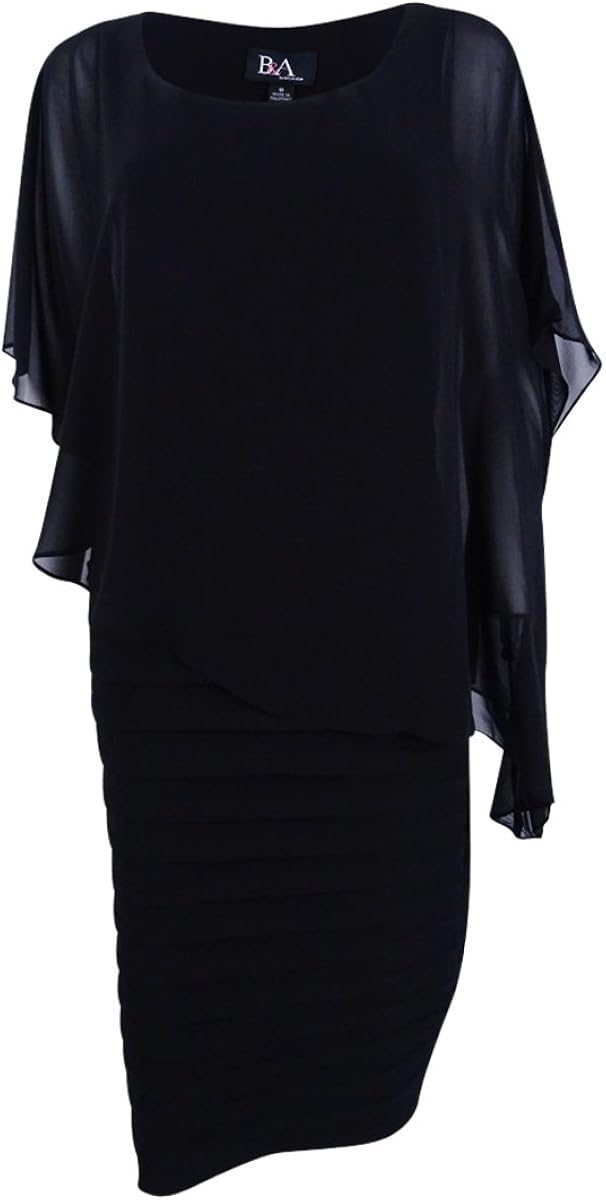 betsy & adam plus size chiffon capelet sheath dress