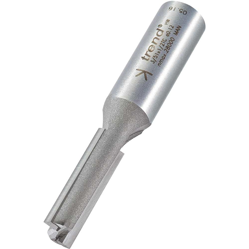 Trend Professional Straight Two Flute Router Cutter, 1/2 Inch Shank, 9.5mm Cut Diameter, Tungsten Carbide Tipped, 3/51X1/2TC โ image 1