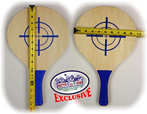 Matty's Toy Stop Deluxe Wooden Paddle Ball Game Set with 3 Solid Rubber Balls & Mesh Storage Bag - Thumbnail 3