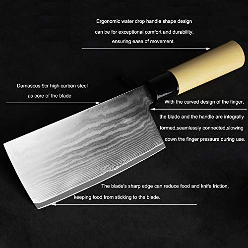 NASATER Deli Knife 6.5 Inch Damascus 9CR Japanese Super Steel Asian Knives for Home and Kitchen