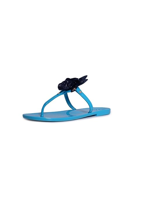 Amazon.com | Tory Burch Blossom Jelly T-Strap Sandal in Brilliant Blue Navy - Size 10 | Slides